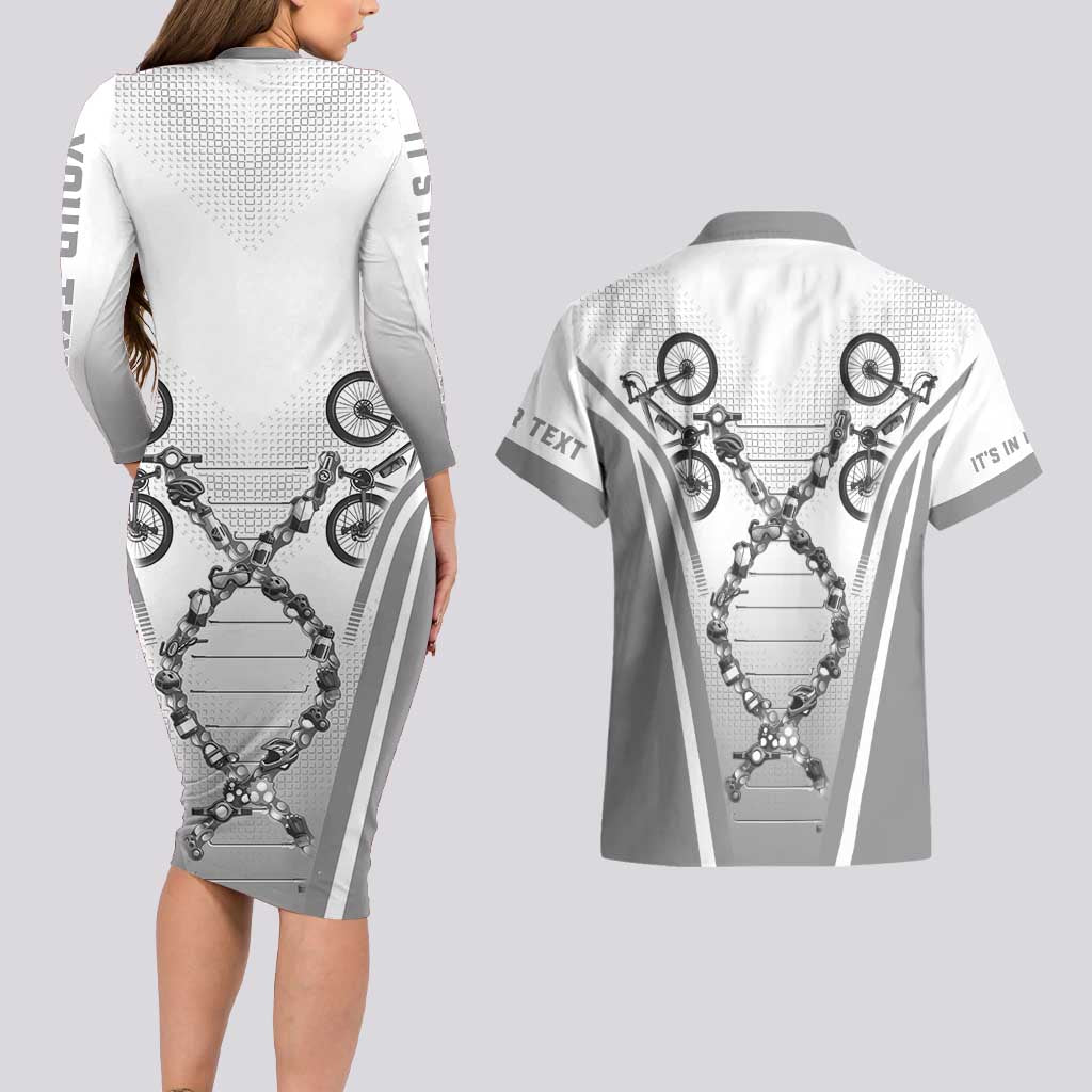 Personalized Cycling Couples Matching Long Sleeve Bodycon Dress and Hawaiian Shirt Its In My DNA - Wonder Print Shop