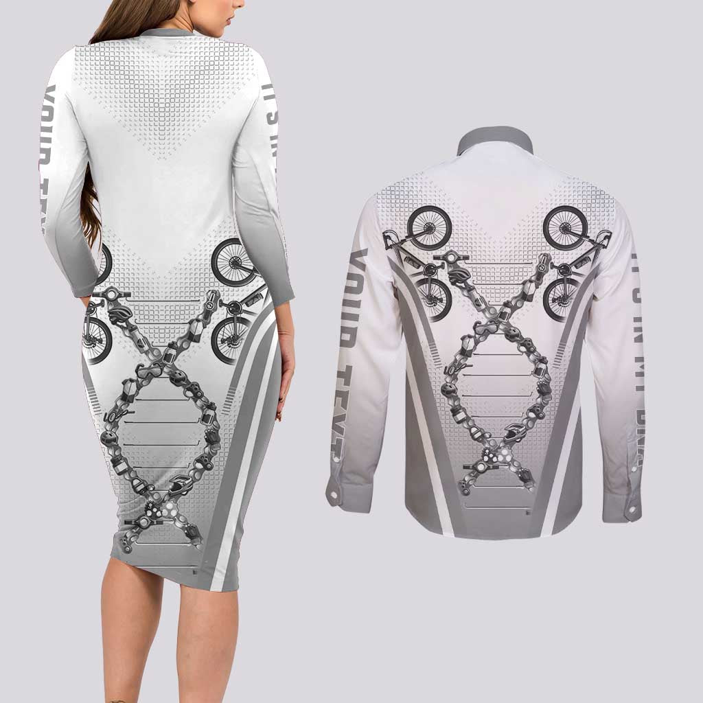 Personalized Cycling Couples Matching Long Sleeve Bodycon Dress and Long Sleeve Button Shirt Its In My DNA - Wonder Print Shop