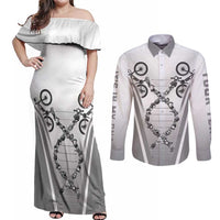 Personalized Cycling Couples Matching Off Shoulder Maxi Dress and Long Sleeve Button Shirt Its In My DNA - Wonder Print Shop