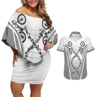 Personalized Cycling Couples Matching Off Shoulder Short Dress and Hawaiian Shirt Its In My DNA - Wonder Print Shop