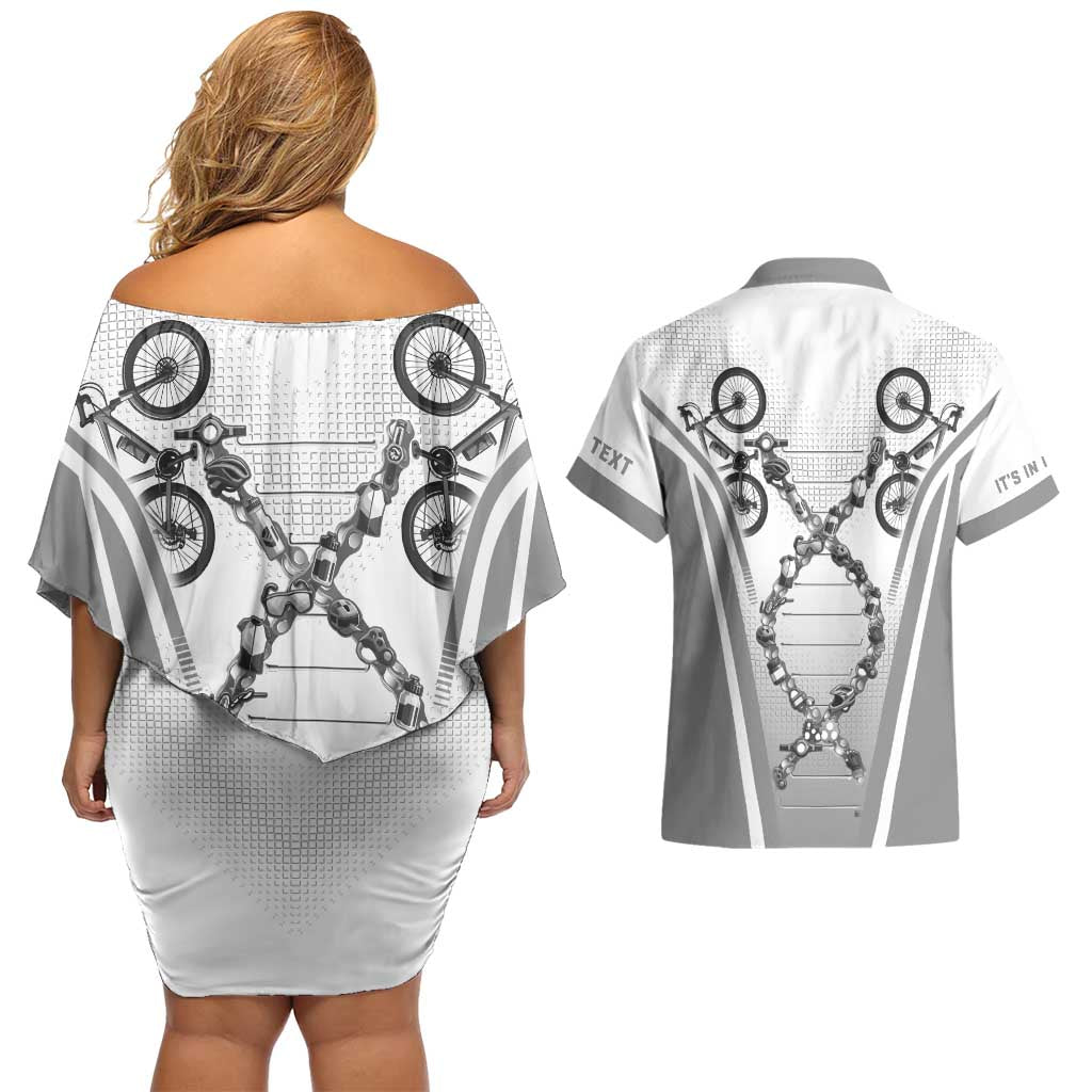 Personalized Cycling Couples Matching Off Shoulder Short Dress and Hawaiian Shirt Its In My DNA - Wonder Print Shop