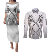 Personalized Cycling Couples Matching Puletasi and Long Sleeve Button Shirt Its In My DNA - Wonder Print Shop
