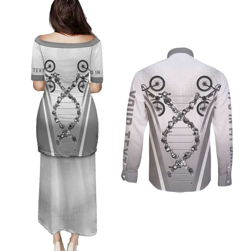 Personalized Cycling Couples Matching Puletasi and Long Sleeve Button Shirt Its In My DNA - Wonder Print Shop