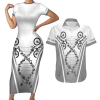 Personalized Cycling Couples Matching Short Sleeve Bodycon Dress and Hawaiian Shirt Its In My DNA - Wonder Print Shop