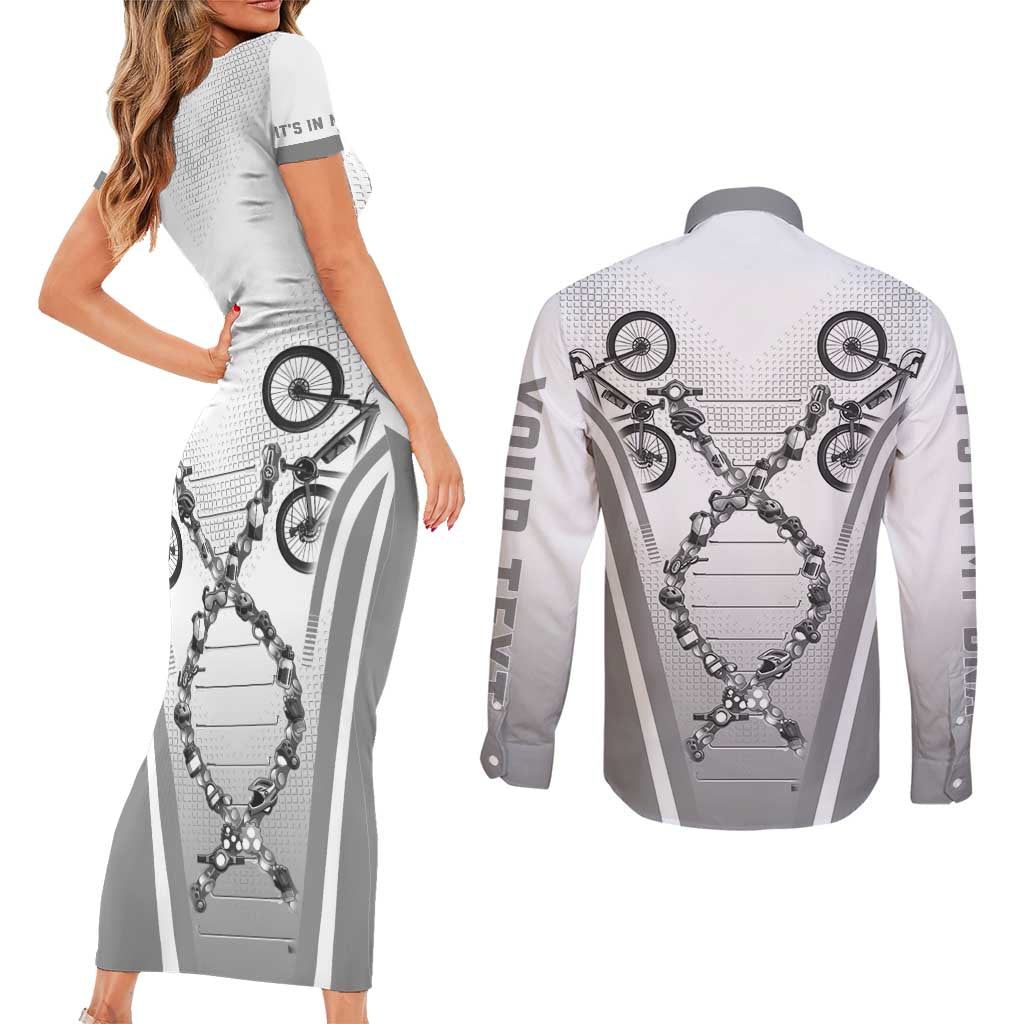 Personalized Cycling Couples Matching Short Sleeve Bodycon Dress and Long Sleeve Button Shirt Its In My DNA - Wonder Print Shop