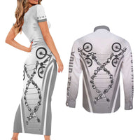 Personalized Cycling Couples Matching Short Sleeve Bodycon Dress and Long Sleeve Button Shirt Its In My DNA - Wonder Print Shop