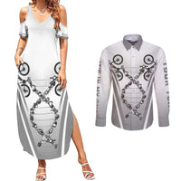 Personalized Cycling Couples Matching Summer Maxi Dress and Long Sleeve Button Shirt Its In My DNA - Wonder Print Shop