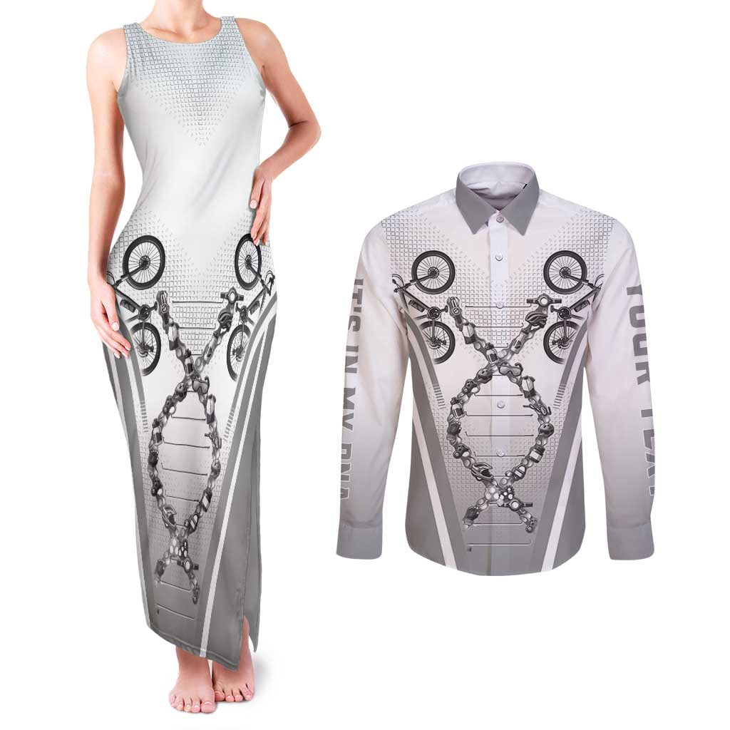 Personalized Cycling Couples Matching Tank Maxi Dress and Long Sleeve Button Shirt Its In My DNA - Wonder Print Shop