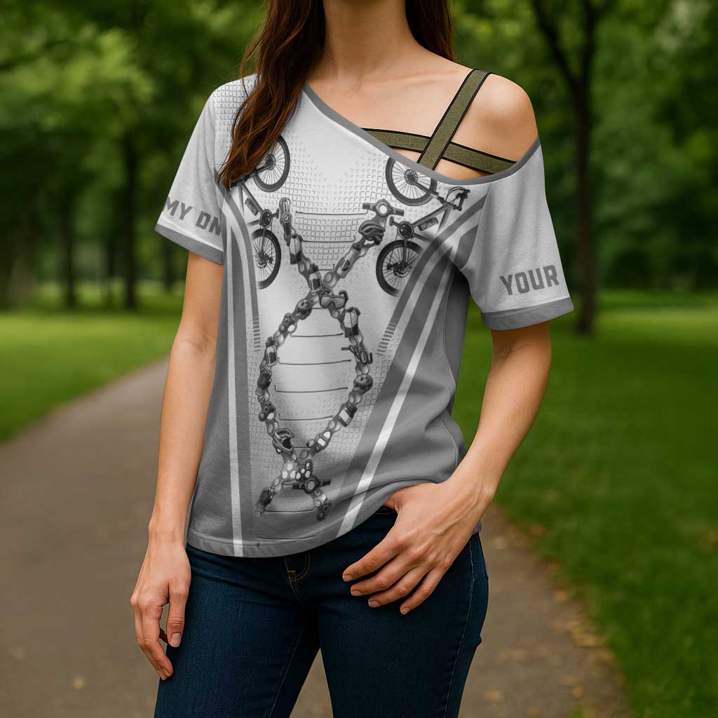 Cycling Cross Shoulder Shirt Its In My DNA - Wonder Print Shop