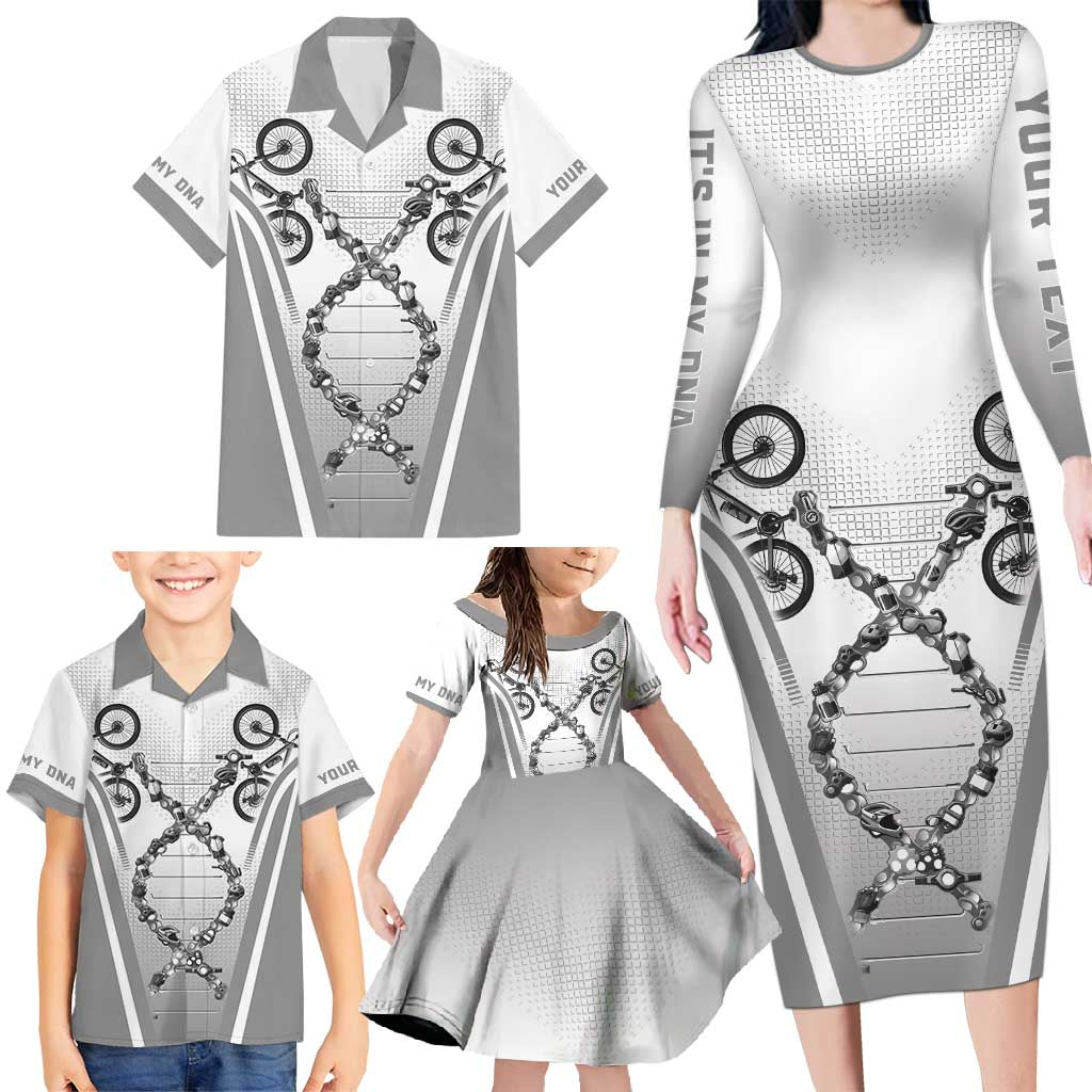 Personalized Cycling Family Matching Long Sleeve Bodycon Dress and Hawaiian Shirt Its In My DNA - Wonder Print Shop