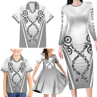 Personalized Cycling Family Matching Long Sleeve Bodycon Dress and Hawaiian Shirt Its In My DNA - Wonder Print Shop