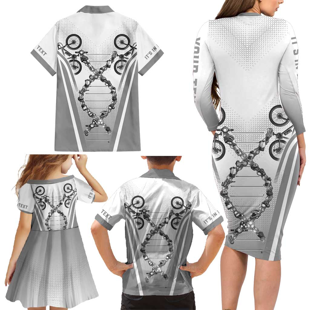 Personalized Cycling Family Matching Long Sleeve Bodycon Dress and Hawaiian Shirt Its In My DNA - Wonder Print Shop