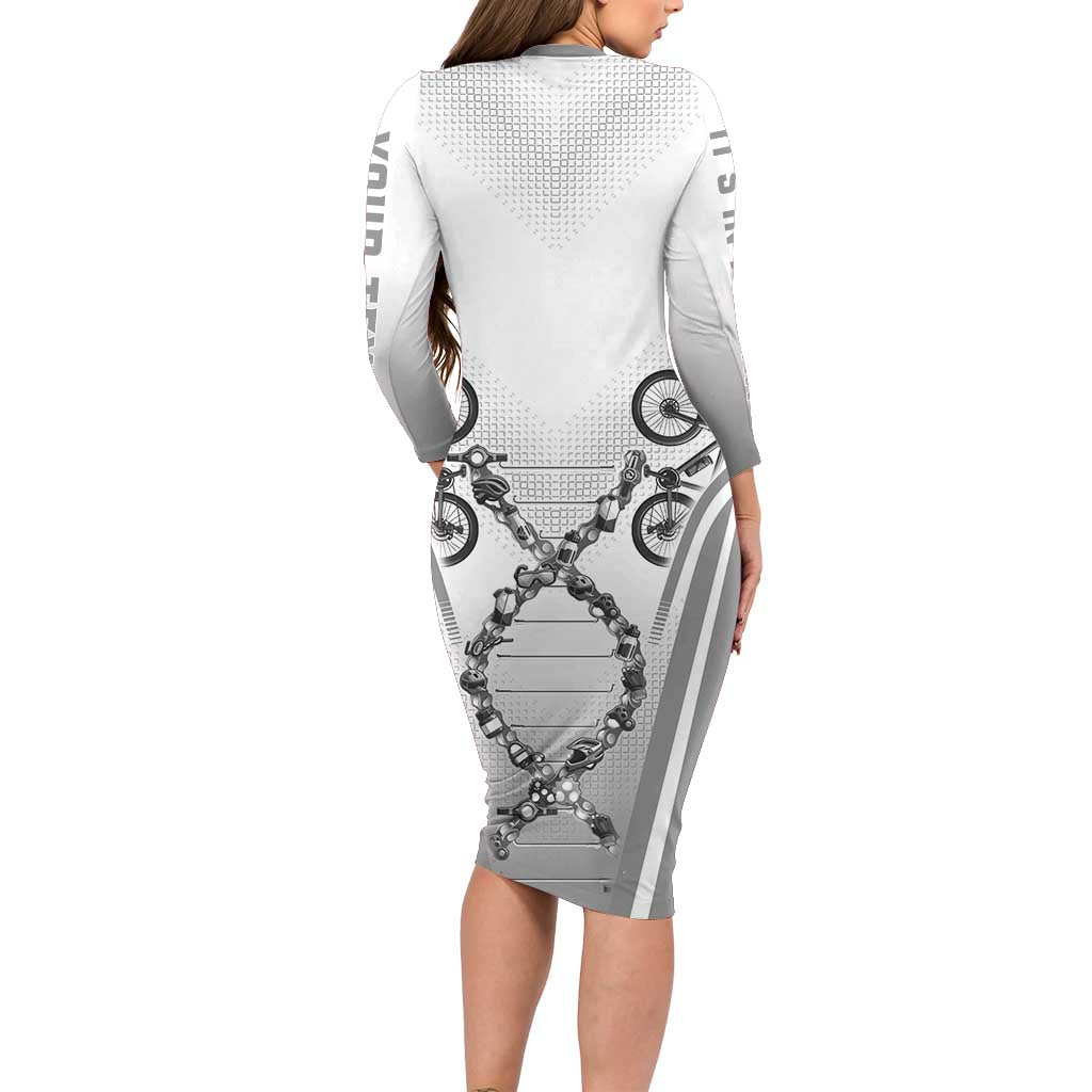 Personalized Cycling Family Matching Long Sleeve Bodycon Dress and Hawaiian Shirt Its In My DNA - Wonder Print Shop