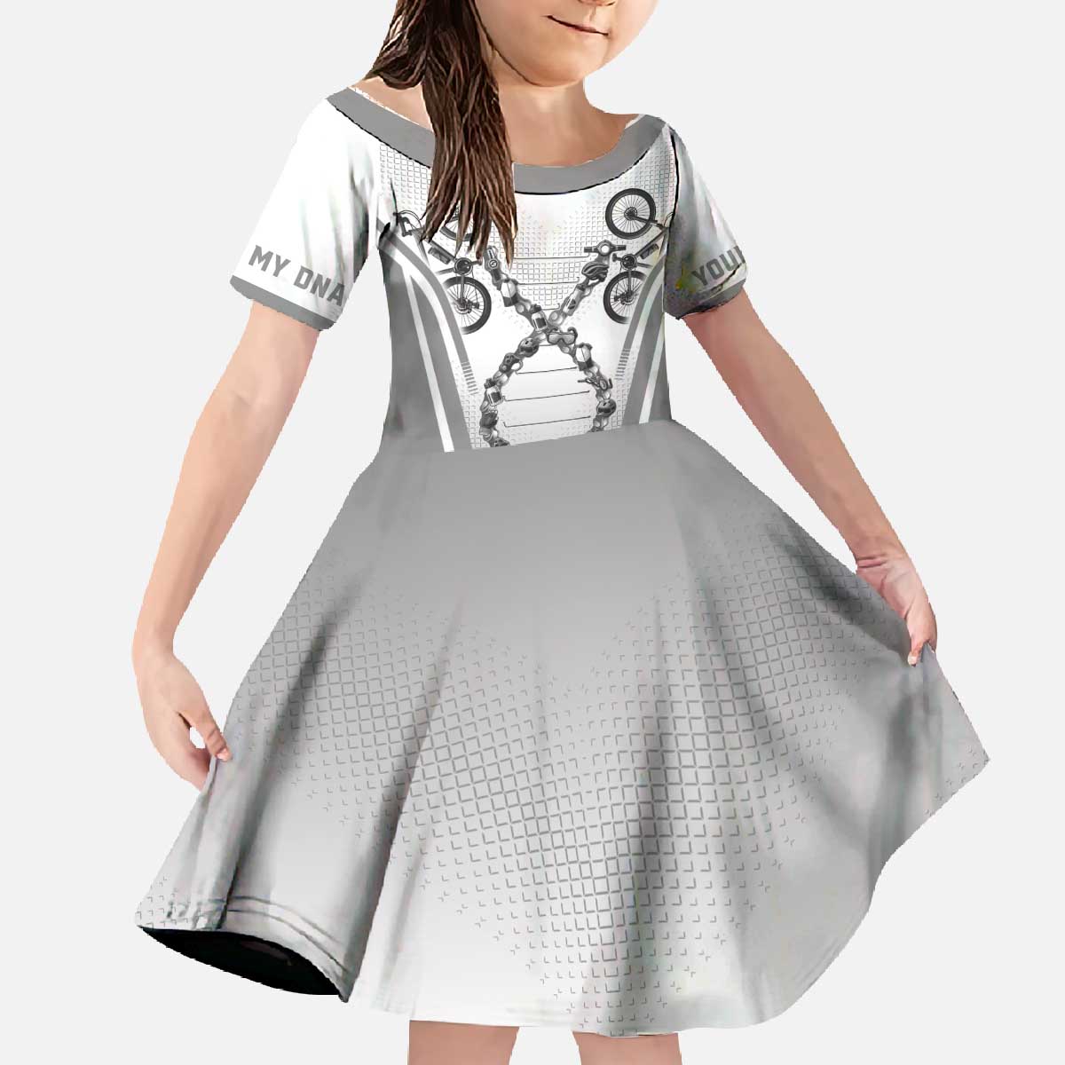 Personalized Cycling Family Matching Off The Shoulder Long Sleeve Dress and Hawaiian Shirt Its In My DNA - Wonder Print Shop