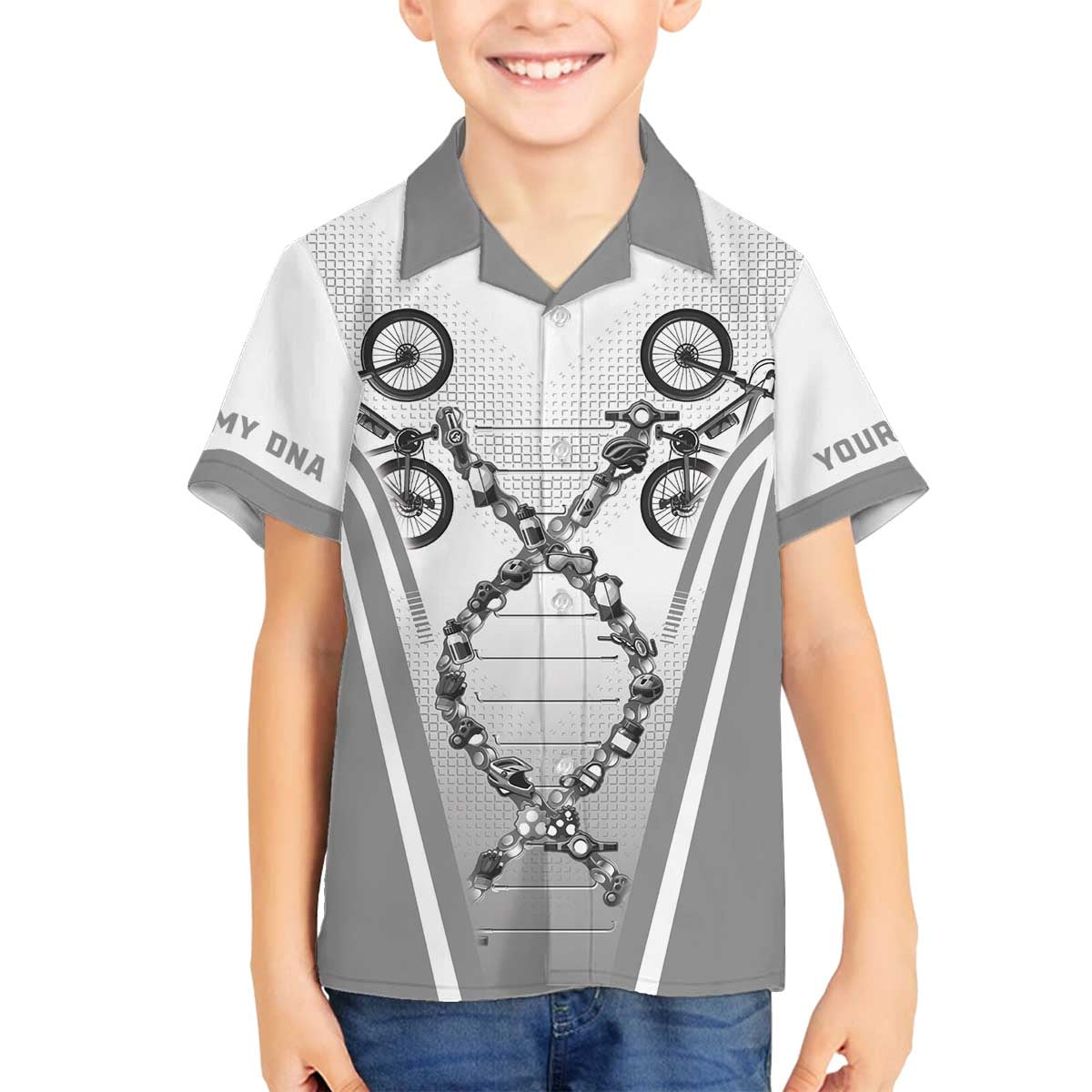 Personalized Cycling Family Matching Off The Shoulder Long Sleeve Dress and Hawaiian Shirt Its In My DNA - Wonder Print Shop