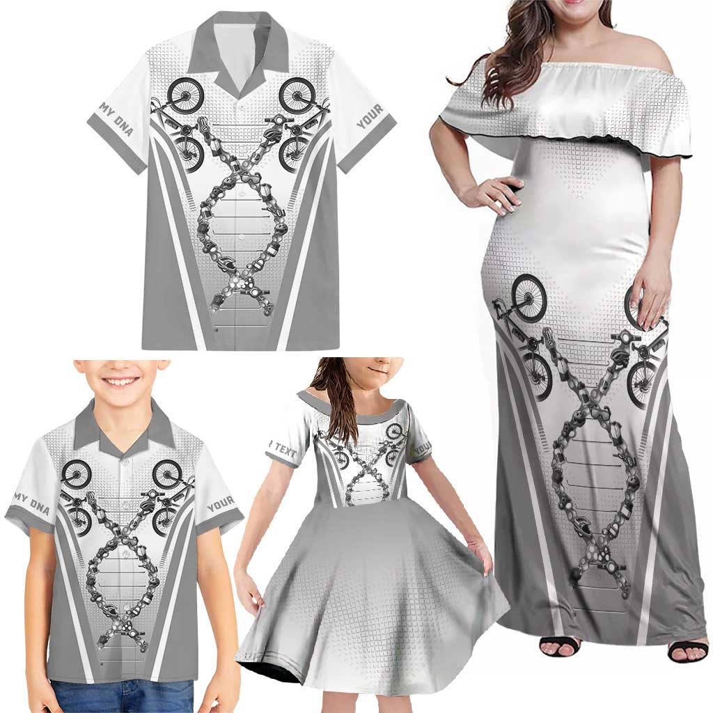 Personalized Cycling Family Matching Off Shoulder Maxi Dress and Hawaiian Shirt Its In My DNA - Wonder Print Shop