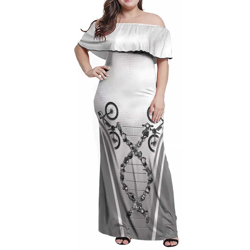 Personalized Cycling Family Matching Off Shoulder Maxi Dress and Hawaiian Shirt Its In My DNA - Wonder Print Shop