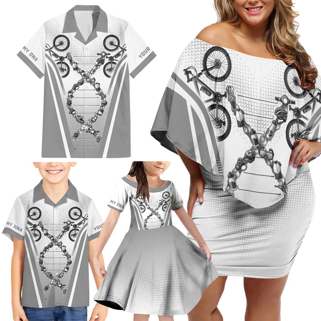 Personalized Cycling Family Matching Off Shoulder Short Dress and Hawaiian Shirt Its In My DNA - Wonder Print Shop