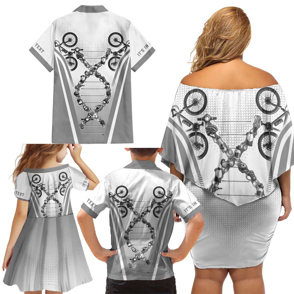 Personalized Cycling Family Matching Off Shoulder Short Dress and Hawaiian Shirt Its In My DNA - Wonder Print Shop