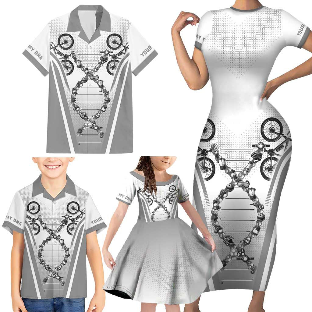 Personalized Cycling Family Matching Short Sleeve Bodycon Dress and Hawaiian Shirt Its In My DNA - Wonder Print Shop