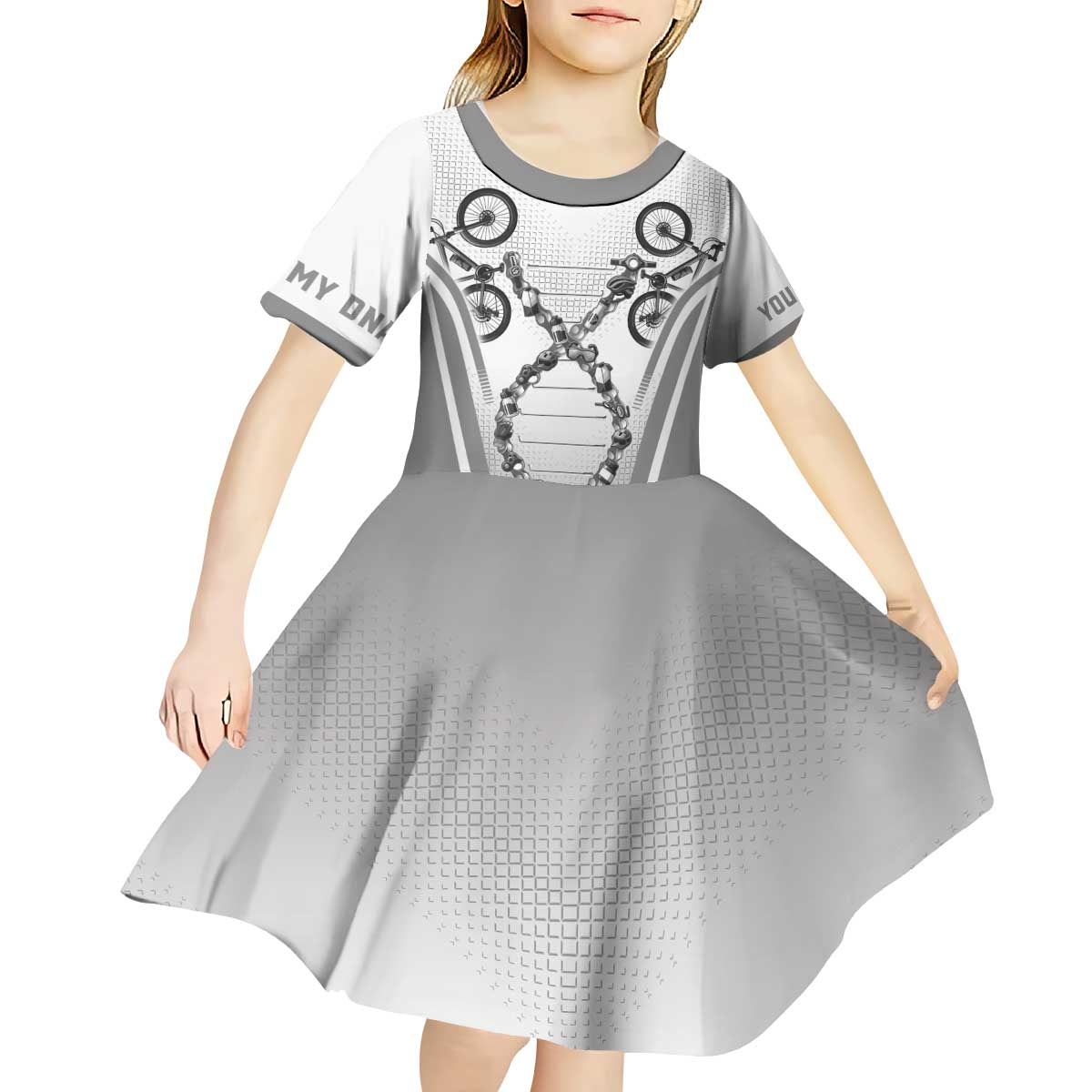 Personalized Cycling Kid Short Sleeve Dress Its In My DNA - Wonder Print Shop