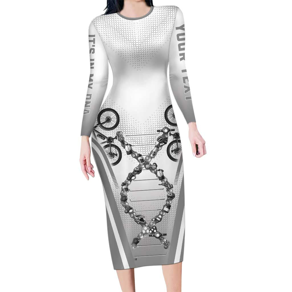 Personalized Cycling Long Sleeve Bodycon Dress Its In My DNA - Wonder Print Shop
