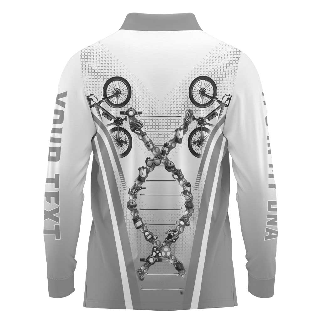 Personalized Cycling Long Sleeve Polo Shirt Its In My DNA - Wonder Print Shop