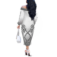 Personalized Cycling Off The Shoulder Long Sleeve Dress Its In My DNA - Wonder Print Shop