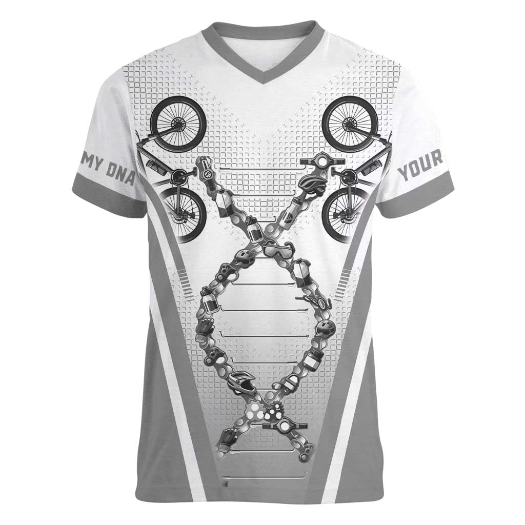 Personalized Cycling Women V-Neck T-Shirt Its In My DNA - Wonder Print Shop