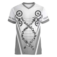 Personalized Cycling Women V-Neck T-Shirt Its In My DNA - Wonder Print Shop