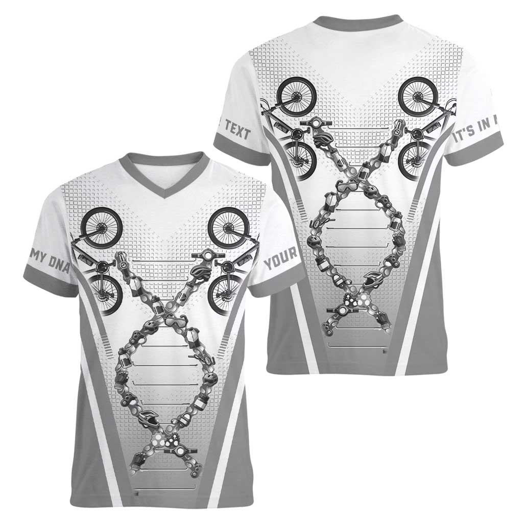 Personalized Cycling Women V-Neck T-Shirt Its In My DNA - Wonder Print Shop