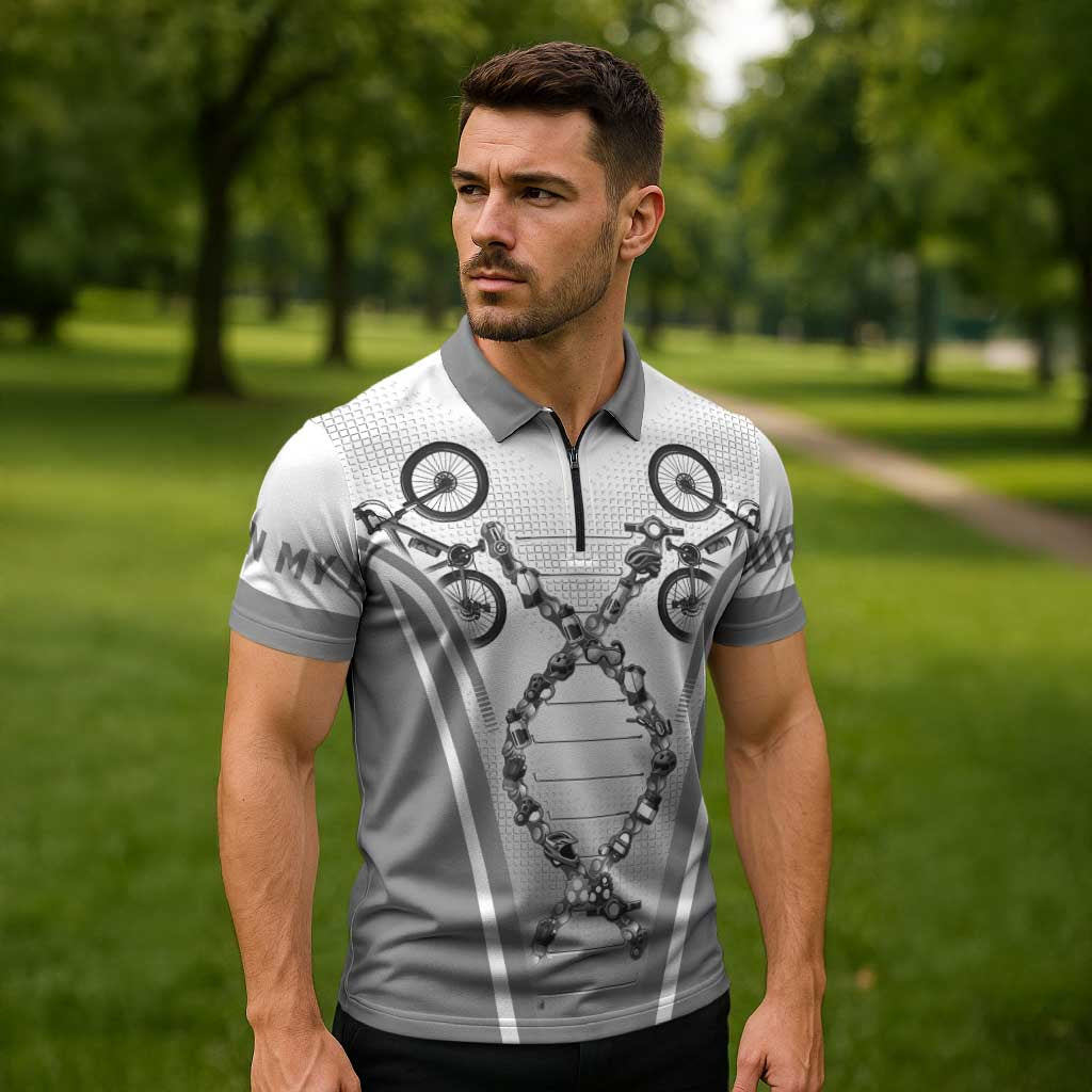 Cycling Zipper Polo Shirt Its In My DNA - Wonder Print Shop