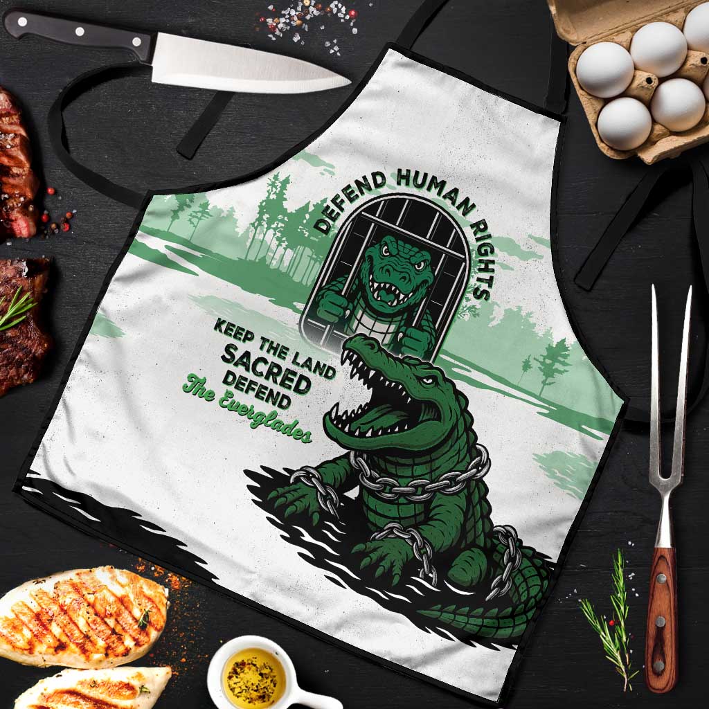 Alligator Alcatraz Defend Human Rights Apron Defend The Everglades - Wonder Print Shop