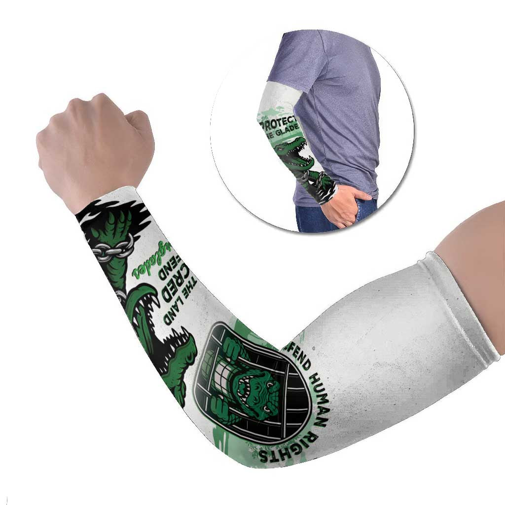 Alligator Alcatraz Defend Human Rights Arm Sleeves Defend The Everglades - Wonder Print Shop