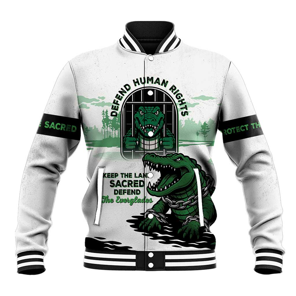 Alligator Alcatraz Defend Human Rights Baseball Jacket Defend The Everglades - Wonder Print Shop