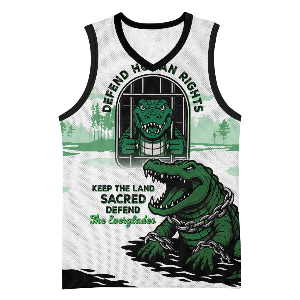 Alligator Alcatraz Defend Human Rights Basketball Jersey Defend The Everglades - Wonder Print Shop