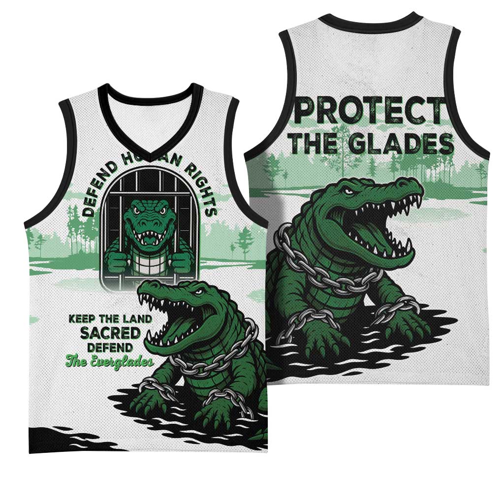 Alligator Alcatraz Defend Human Rights Basketball Jersey Defend The Everglades - Wonder Print Shop