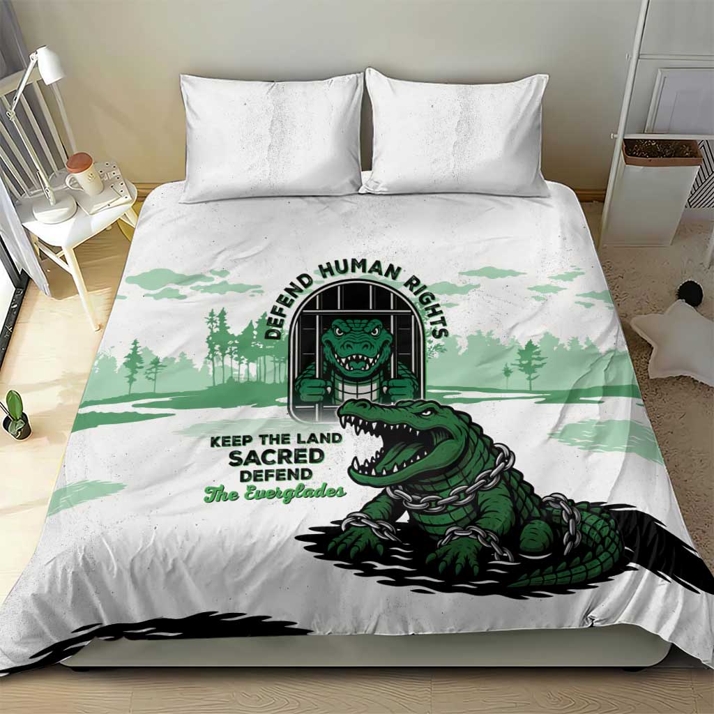 Alligator Alcatraz Defend Human Rights Bedding Set Defend The Everglades - Wonder Print Shop