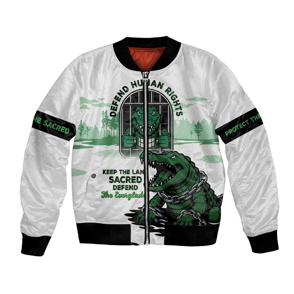 Alligator Alcatraz Defend Human Rights Bomber Jacket Defend The Everglades - Wonder Print Shop