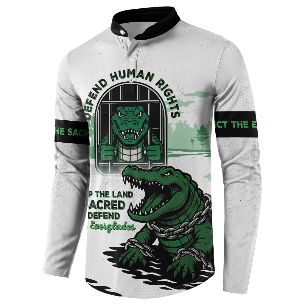 Alligator Alcatraz Defend Human Rights Button Sweatshirt Defend The Everglades - Wonder Print Shop