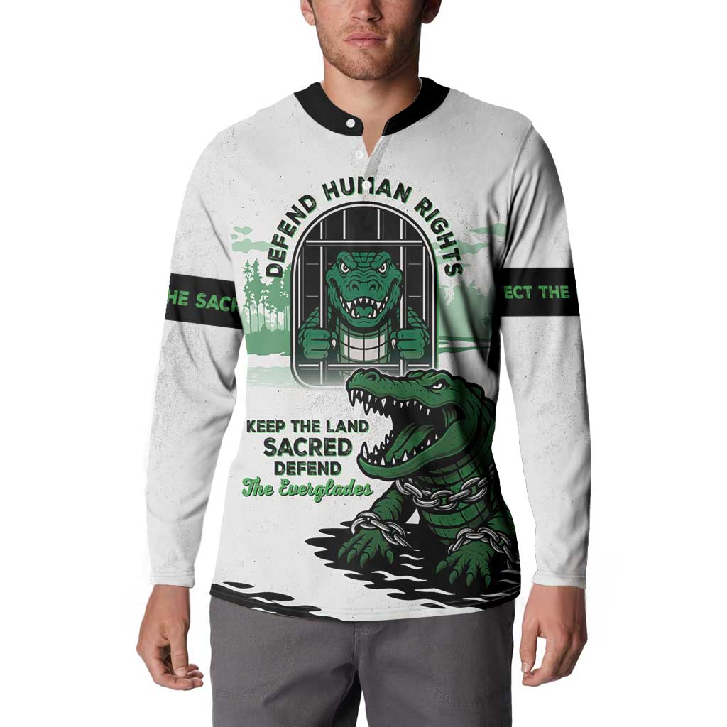 Alligator Alcatraz Defend Human Rights Button Sweatshirt Defend The Everglades - Wonder Print Shop