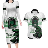 Alligator Alcatraz Defend Human Rights Couples Matching Long Sleeve Bodycon Dress and Hawaiian Shirt Defend The Everglades - Wonder Print Shop