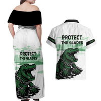 Alligator Alcatraz Defend Human Rights Couples Matching Off Shoulder Maxi Dress and Hawaiian Shirt Defend The Everglades - Wonder Print Shop