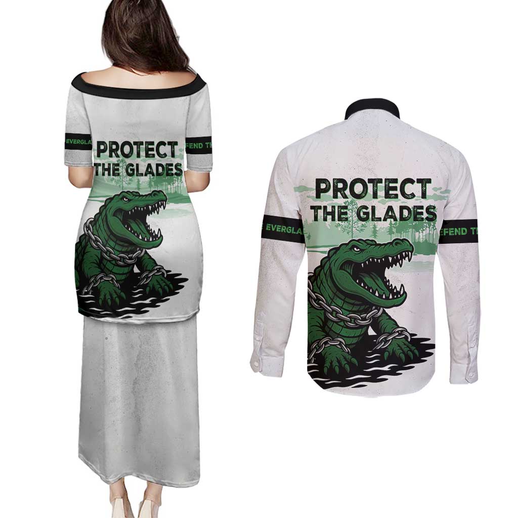 Alligator Alcatraz Defend Human Rights Couples Matching Puletasi and Long Sleeve Button Shirt Defend The Everglades - Wonder Print Shop