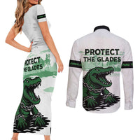 Alligator Alcatraz Defend Human Rights Couples Matching Short Sleeve Bodycon Dress and Long Sleeve Button Shirt Defend The Everglades - Wonder Print Shop
