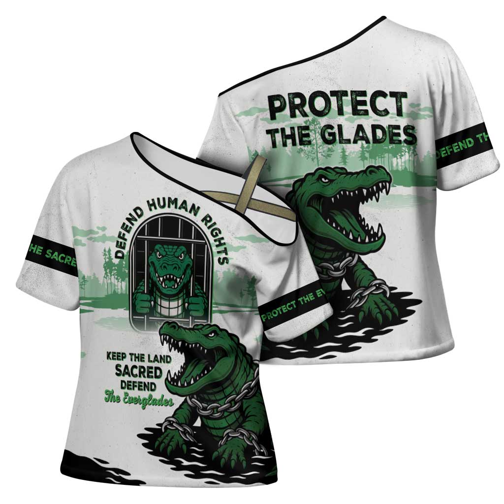 Alligator Alcatraz Defend Human Rights Cross Shoulder Shirt Defend The Everglades - Wonder Print Shop