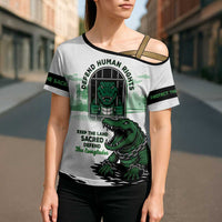 Alligator Alcatraz Defend Human Rights Cross Shoulder Shirt Defend The Everglades - Wonder Print Shop