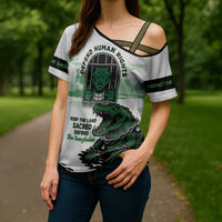 Alligator Alcatraz Defend Human Rights Cross Shoulder Shirt Defend The Everglades - Wonder Print Shop