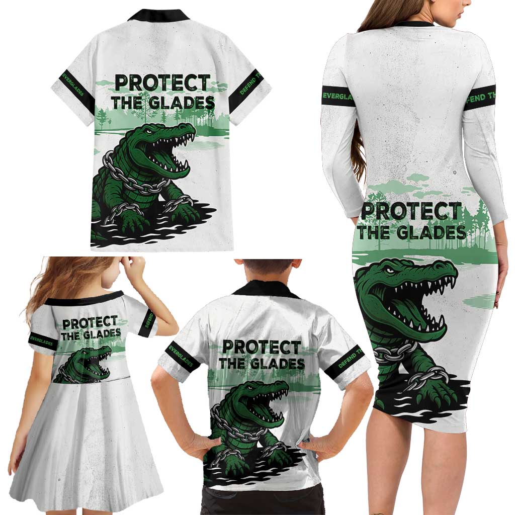 Alligator Alcatraz Defend Human Rights Family Matching Long Sleeve Bodycon Dress and Hawaiian Shirt Defend The Everglades - Wonder Print Shop