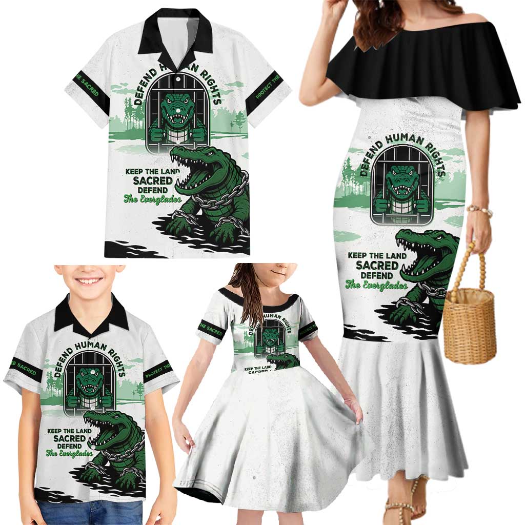 Alligator Alcatraz Defend Human Rights Family Matching Mermaid Dress and Hawaiian Shirt Defend The Everglades - Wonder Print Shop